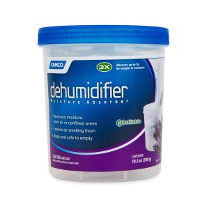 Camco Dehumidifier, Granules IN Bucket, 10-1/2 Ounce, Refillable, Lavender Scent, With English/ French Language Packaging – 44280