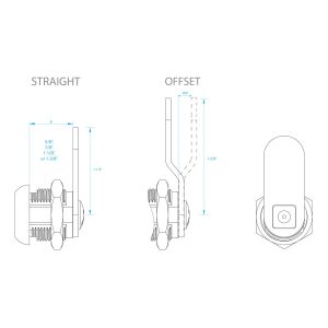 Camco Lock Cylinder, For Baggage Compartment Doors, Thumb Operated Cam Lock, 7/8 Inch Length, Single, With 1 Offset Cam and 1 Straight Cam – 44323