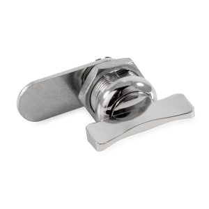 Camco Lock Cylinder, For Baggage Compartment Doors, Thumb Operated Cam Lock, 5/8 Inch Length, Single, With 1 Offset Cam and 1 Straight Cam – 44333
