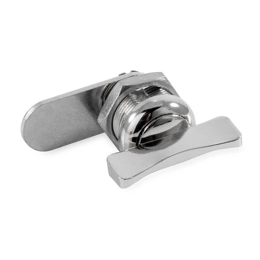 Camco Lock Cylinder, For Baggage Compartment Doors, Thumb Operated Cam Lock, 5/8 Inch Length, Single, With 1 Offset Cam and 1 Straight Cam – 44333