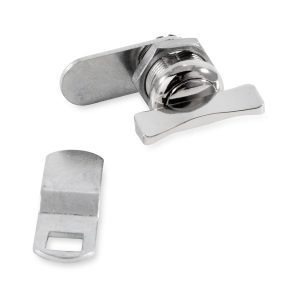 Camco Lock Cylinder, For Baggage Compartment Doors, Thumb Operated Cam Lock, 5/8 Inch Length, Single, With 1 Offset Cam and 1 Straight Cam – 44333