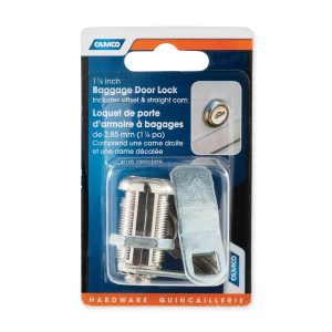 Camco Lock Cylinder, For Baggage Compartment Doors, Keyed Cam Lock, 1-1/8 Inch Length, Single with 2 Keys – 44363