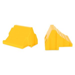 Camco Wheel Chock, Yellow, For Use with Leveling Blocks, Package of 2 – 44401
