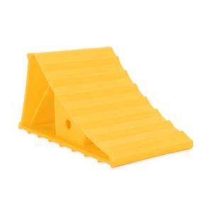Camco Wheel Chock, Yellow, Hard Plastic, Single, English and French Language Packaging – 44432