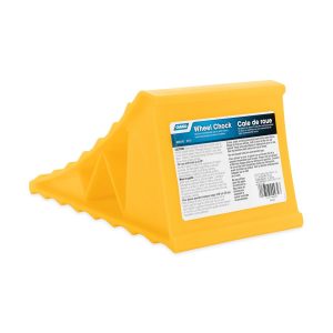 Camco Wheel Chock, Yellow, Hard Plastic, Single, English and French Language Packaging – 44432