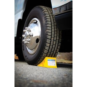 Camco Wheel Chock, Yellow, Hard Plastic, Single, English and French Language Packaging – 44432