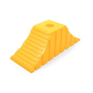 Camco Wheel Chock, Tandem Wheel Chock, Yellow, Hard Plastic, Single, With English/ French Language Packaging – 44435