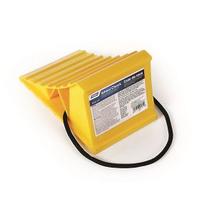 Camco Wheel Chock, Yellow, With Rope, Hard Plastic, Single – 44472