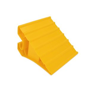 Camco Wheel Chock, Yellow, Hard Plastic, 5-1/2 Inch Width X 8-1/2 Inch Height X 10 Inch Depth, Single, English and French Language Package – 44492