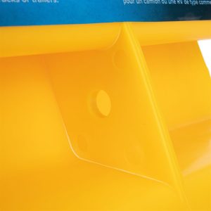 Camco Wheel Chock, Yellow, Hard Plastic, 5-1/2 Inch Width X 8-1/2 Inch Height X 10 Inch Depth, Single, English and French Language Package – 44492