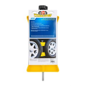 Camco Wheel Chock, For Use with Tandem Tires, 26-30 Inch Diameter Tires, Spacing of 3-1/2 to 5-1/2 Inches, Yellow, Hard Plastic, Single – 44622