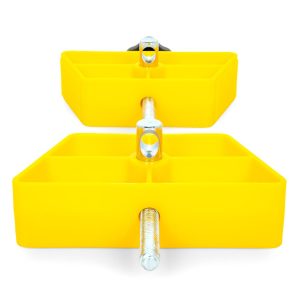 Camco Wheel Chock, For Use with Tandem Tires, With Lock, Yellow, Hard Plastic, Single – 44642