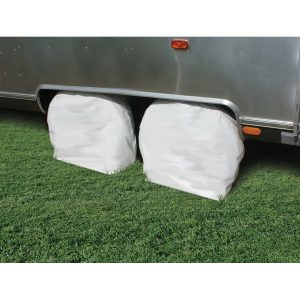 Camco Tire Cover, Single Tire Cover, For 33-35 Inch Tires, Slip on, Arctic White, Vinyl, Set of 2 – 45324