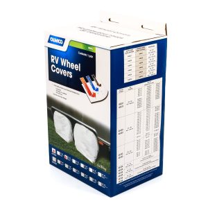 Camco Tire Cover, Single Tire Cover, For 33-35 Inch Tires, Slip on, Arctic White, Vinyl, Set of 2 – 45324