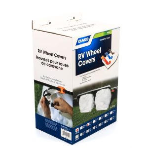 Camco Tire Cover, Single Tire Cover, For 33-35 Inch Tires, Slip on, Arctic White, Vinyl, Set of 2 – 45324