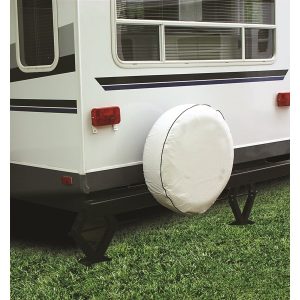 Camco Spare Tire Cover, Fits 24 Inch Diameter Tires, Solid, Arctic White, Vinyl – 45348