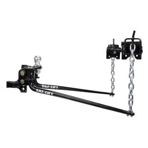 Camco Weight Distribution Hitch, Fully Assembled, Round Bar, 800 Pound Tongue Weight, With Shank, With Sway Control and 2-5/16 Inch Hitch Ball – 48057