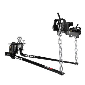 Camco Weight Distribution Hitch, Fully Assembled, Round Bar, 800 Pound Tongue Weight, With Shank, With Sway Control and 2-5/16 Inch Hitch Ball – 48057