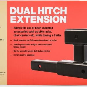 Camco Trailer Hitch Extension, 2 Inch Receiver, Allows the Use of Hitch Mounted Accessories While Towing a Trailer – 48472