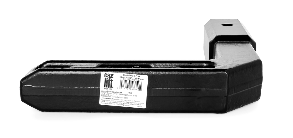 Camco Weight Distribution Hitch Shank, Adjustable Hi/ Low, 12 Inch Shank Length, 5.75 Inch Drop, 6 Mounting Holes – 48652