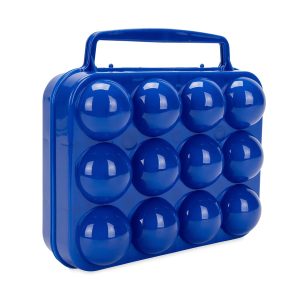 Camco Egg Holder, Holds 12 Eggs, Blue, Plastic, With Carrying Handle, With English/ French Language Package – 51015