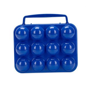 Camco Egg Holder, Holds 12 Eggs, Blue, Plastic, With Carrying Handle, With English/ French Language Package – 51015