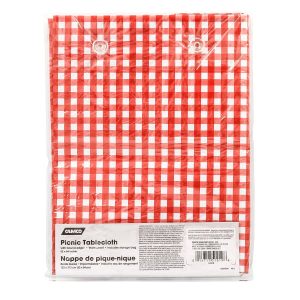 Camco Tablecloth, Rectangular, 52 Inch X 84 Inch, Red and White Checkered, Vinyl, Without Bench Covers – 51019
