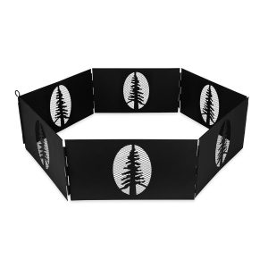 Camco Fire Ring, 27 Inch Diameter, With Tree Cut-Outs, 6 Piece Hinged Design, Steel, With Storage Bag – 51091