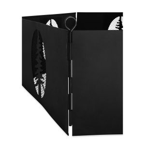 Camco Fire Ring, 27 Inch Diameter, With Tree Cut-Outs, 6 Piece Hinged Design, Steel, With Storage Bag – 51091
