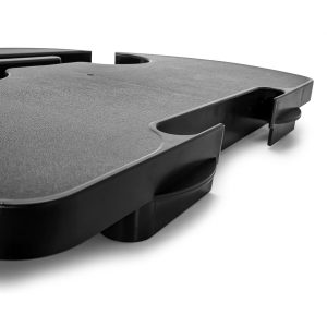 Camco Chair Side Tray, Fits Zero Gravity Recliners, With 2 Cup Holders, Black, Polypropylene with UV Protection – 51834