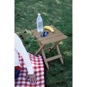Camco Table, Adirondack, 12 Inch Length X 14 Inch Width X 15 Inch Height, 30 Pound Weight Capacity, Folding, Champagne, Plastic – 51883