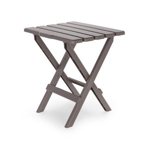 Camco Table, Adirondack, 18 Inch Length X 15 Inch Width X 19-1/2 Inch Height, 40 Pound Weight Capacity, Folding, Champagne, Plastic – 51887