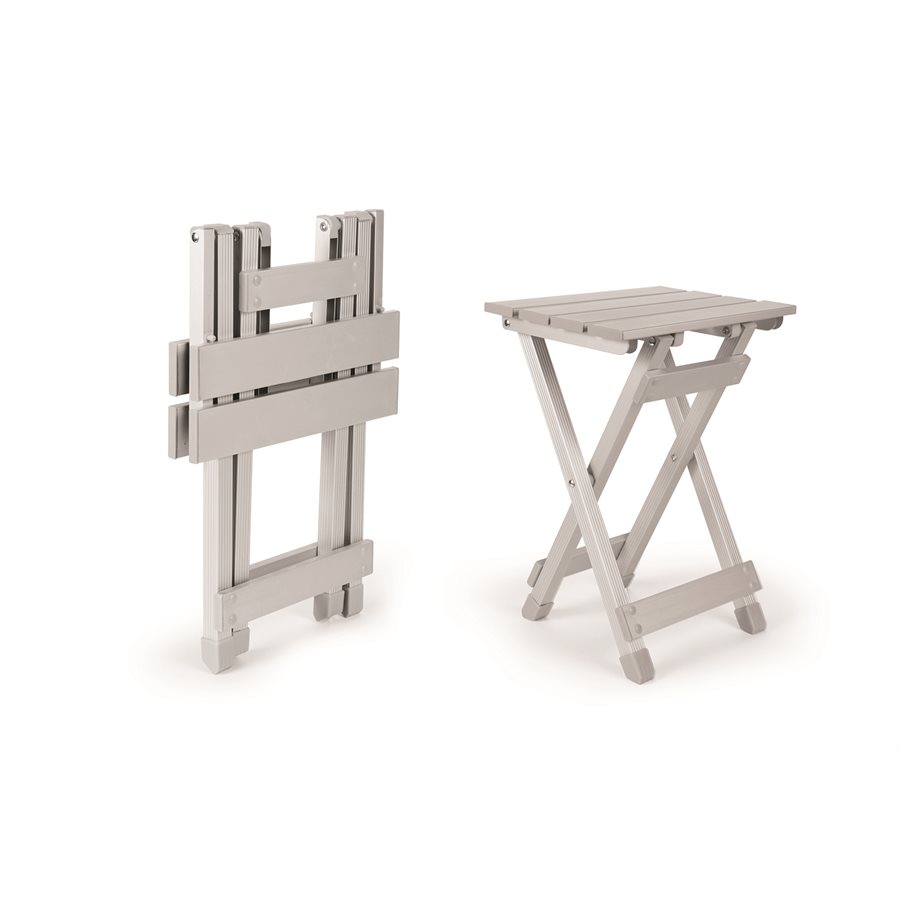 Camco Table, 12 Inch Length X 9-3/4 Inch Width X 16-1/2 Inch Height, 130 Pound Weight Capacity, Folding, Aluminum – 51890