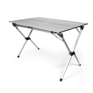 Camco Table, 43-1/2 Inch Length X 27 Inch Width X 28 Inch Height, Roll-Up, Aluminum – 51892