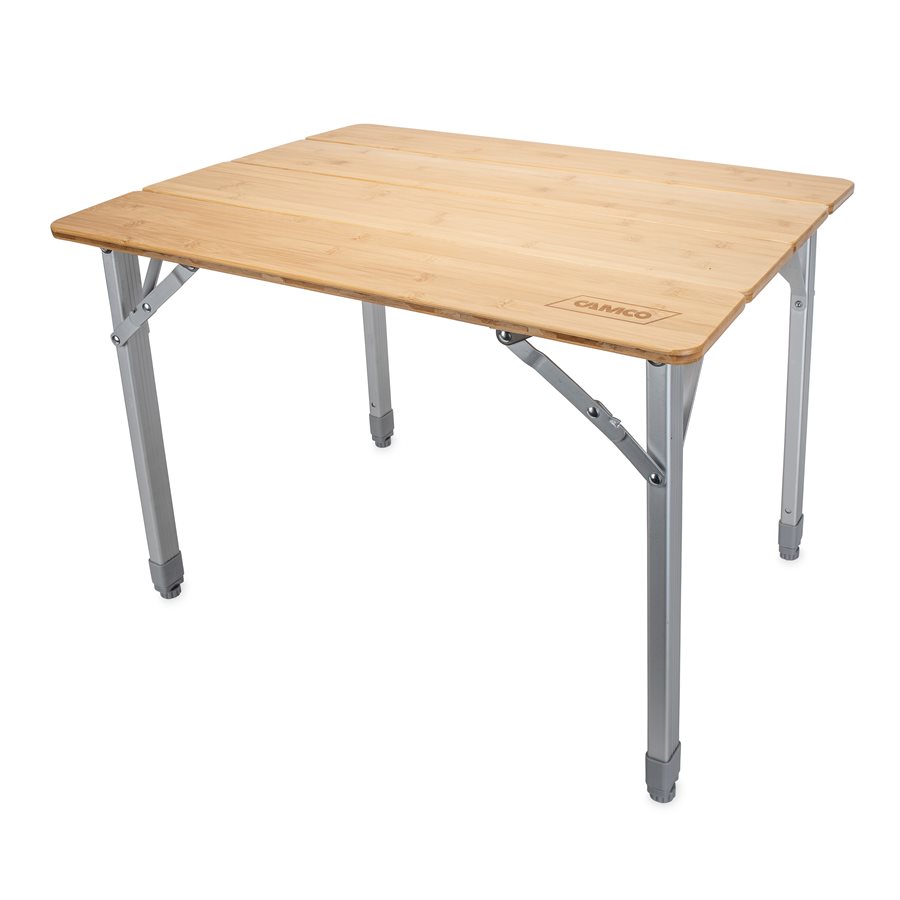 Camco Table, 25-1/2 Inch Length X 19-3/4 Inch Width Table Top, 18 or 25 Inch Height Adjustable Legs with Adjustable Leveling Knob Feet – 51895