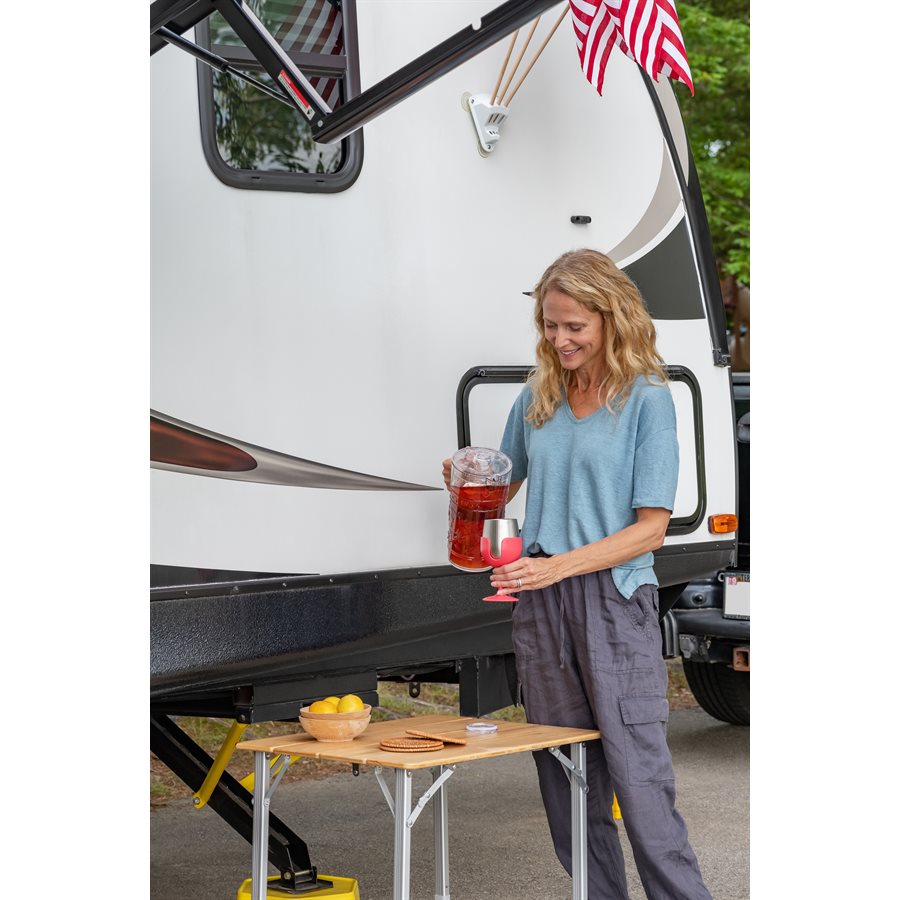 Camco Drinking Glass, Life Is Better at the Campsite ™, Wine Glass, 18/ 8 Grade Stainless Steel with Bpa Free Lid – 51915