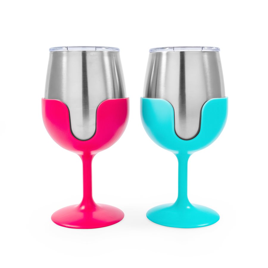 Camco Drinking Glass, Life Is Better at the Campsite ™, Wine Glass, 18/ 8 Grade Stainless Steel with Bpa Free Lid – 51915
