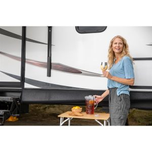 Camco Drinking Glass, Life Is Better at the Campsite ™, Wine Glass, 18/ 8 Grade Stainless Steel with Bpa Free Lid – 51916