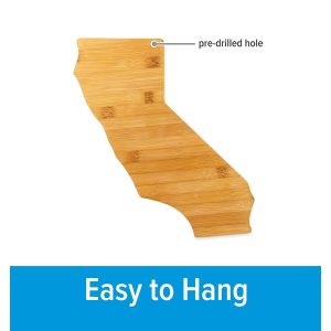 Camco Cutting Board, Countertop Use, Natural, Bamboo, State of California Shape, Natural Antibacterial Properties and Moisture Resistant – 53110