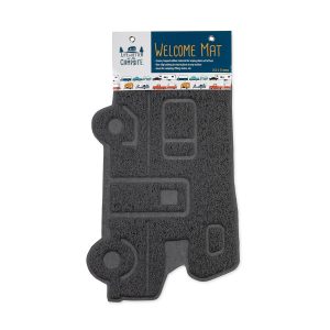 Camco Door Mat, Life Is Better at the Campsite ™, For Indoor or Outdoor Use, Retro Class C Shape with “life Is Better at the Campsite” Logo – 53114