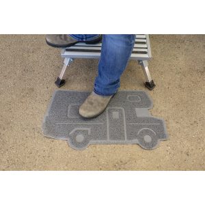 Camco Door Mat, Life Is Better at the Campsite ™, For Indoor or Outdoor Use, Retro Class C Shape with “life Is Better at the Campsite” Logo – 53114