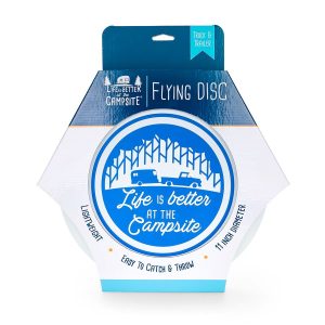 Camco Outdoor Game, Life Is Better at the Campsite ™, Flying Disc, Navy Logo/ White Polypropylene Disc – 53256