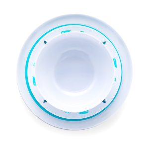 Camco Dish Set, Life Is Better at the Campsite ™, 12 Piece Set, Tree and Truck Design, White with Blue, Bpa Free Melamine – 53294