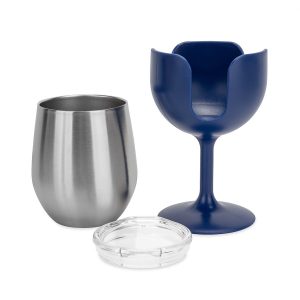 Camco Drinking Glass, Life Is Better at the Campsite ™, Wine Glass, 18/ 8 Grade Stainless Steel with Bpa Free Lid – 53465