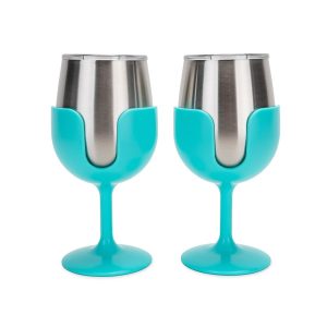 Camco Drinking Glass, Life Is Better at the Campsite ™, Wine Glass, 18/ 8 Grade Stainless Steel with Bpa Free Lid – 53484