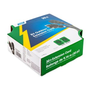 Camco Extension Cord, 120 Volt Extension Cord, 5-15P/ 5-15R, 15 Amp, 14 Gauge Wire, 30 Foot Length, Black, Without Plug Head Handle – 55142