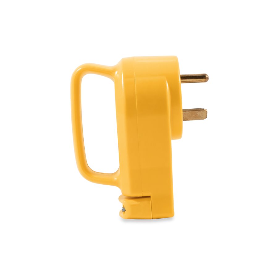 Camco Power Cord Plug End, Power Grip ™, Replacement Plug for Power Grip Power Cords, 30 Amp, TT-30P, With Plug Head Handle, Yellow, Bulk – 55242