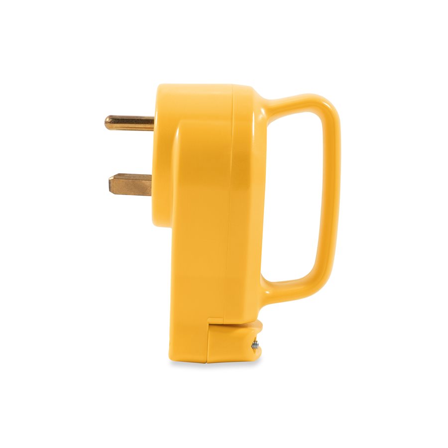 Camco Power Cord Plug End, Power Grip ™, Replacement Plug for Power Grip Power Cords, 30 Amp, TT-30P, With Plug Head Handle, Yellow, Bulk – 55242