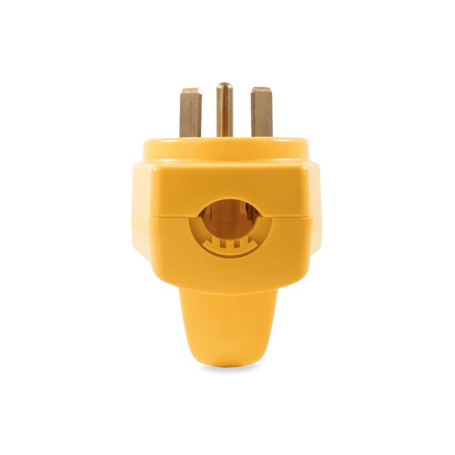 Camco Power Cord Plug End, Power Grip ™, Replacement Plug for Power Grip Power Cords, 30 Amp, TT-30P, With Plug Head Handle, Yellow, Bulk – 55242