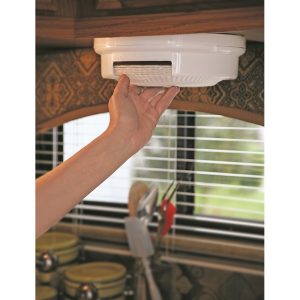 Camco Plate Holder, Pop-A-Plate, For 9 Inch Paper or Plastic Plates, Under Cabinet Screw IN Mount, White – 57001